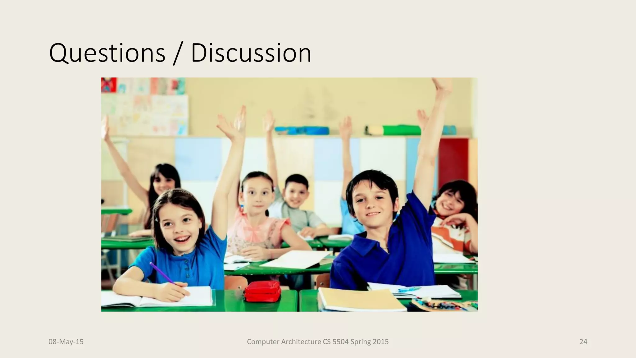 Questions / Discussion
08-May-15 Computer Architecture CS 5504 Spring 2015 24
 