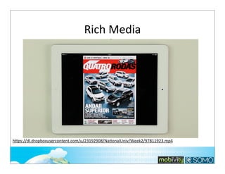 Rich	
  Media

h*ps://dl.dropboxusercontent.com/u/23192908/NaKonalUniv/Week2/97811923.mp4
117

 