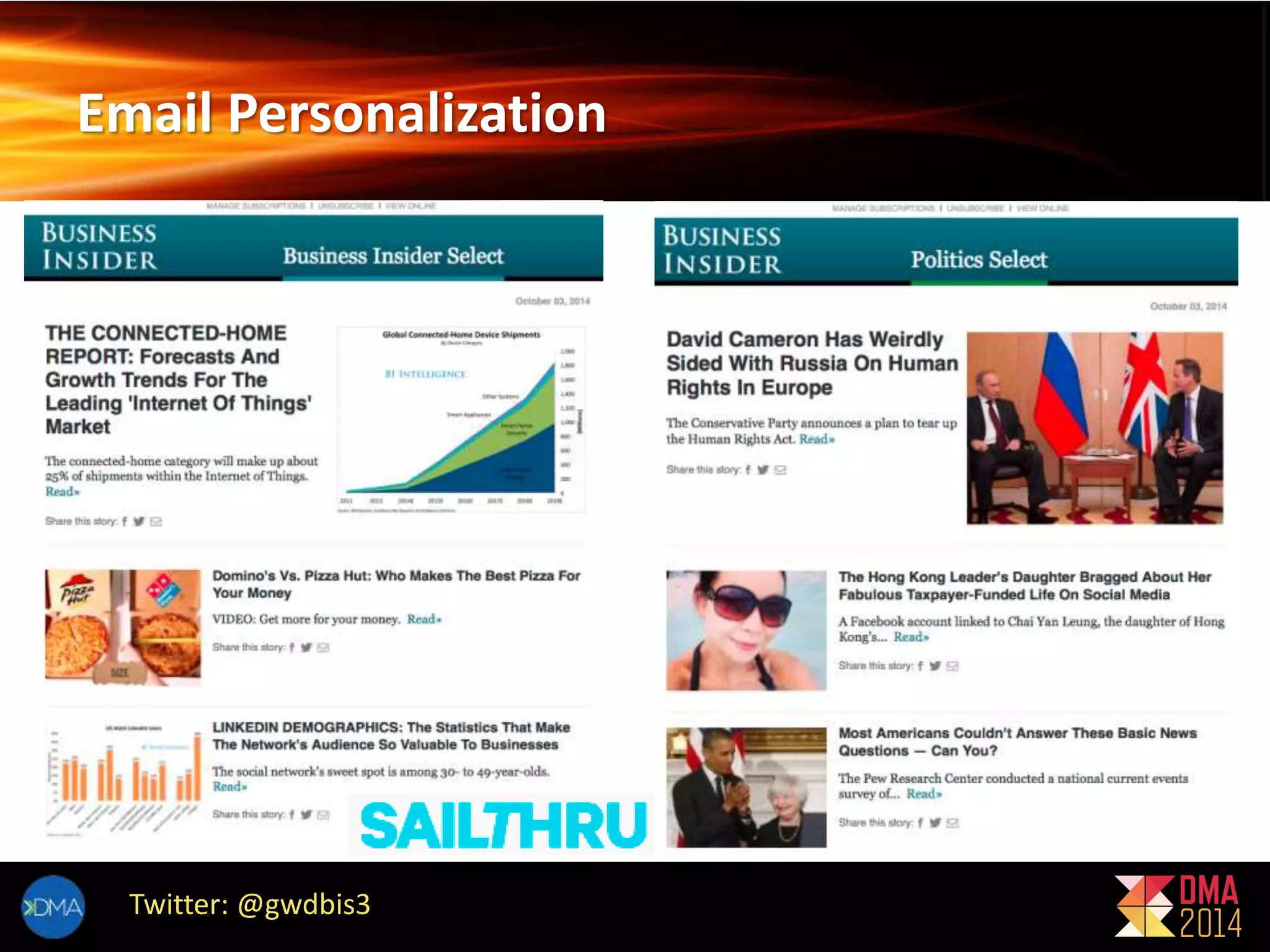 Email Personalization 
Twitter: @gwdbis3 
 