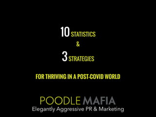 10STATISTICS
&
3STRATEGIES
 
FOR THRIVING IN A POST-COVID WORLD
Elegantly Aggressive PR & Marketing
 