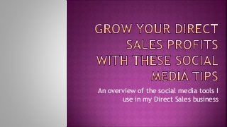 An overview of the social media tools I
use in my Direct Sales business
 
