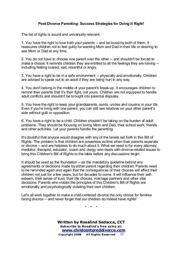 post divorce parentinge book parental bill of rights