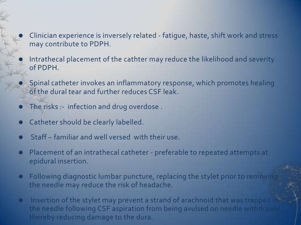 Post Dural Puncture Headache