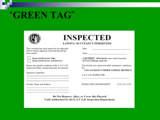 Fall Risk Green Tag POST EARTHQUAKE BUILDING SAFETY EVALUATION TRAINING.pptx