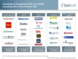 Hundreds of Companies Rely on Tealeaf
Including 30% of the Fortune 100


                                                 ...