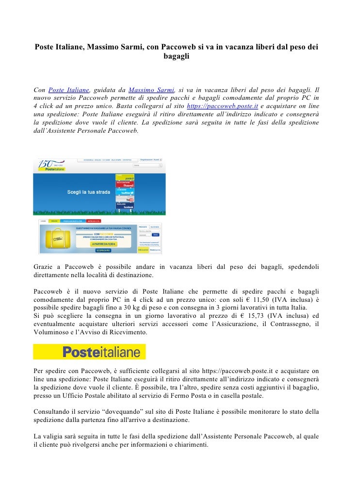 Paccoweb Con Poste Italiane Si Va In Vacanza Liberi Dal Peso Dei Ba