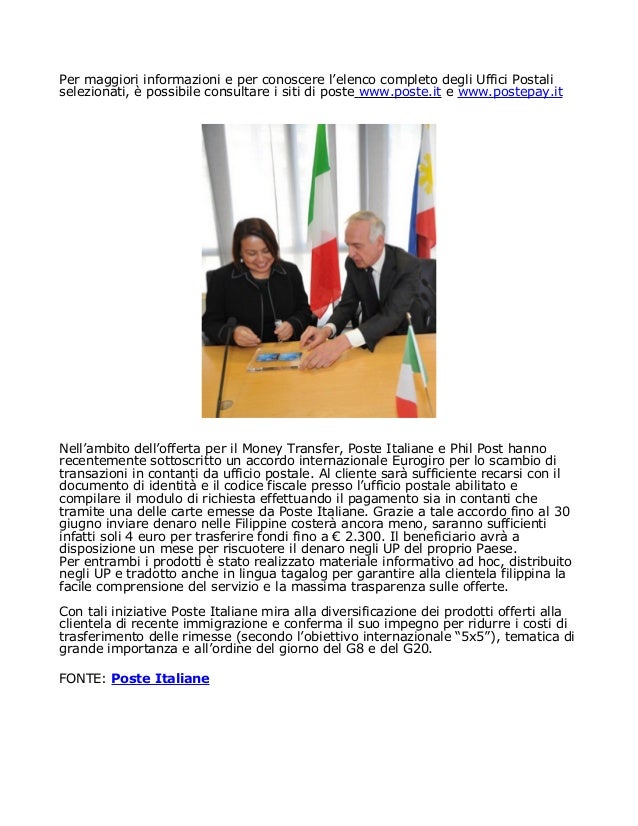 Poste italiane phil post eurogiro postepay twin servizio comunita fil… Poste italiane immigrazione