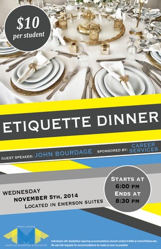 Ithaca College AMA Etiquette Dinner Event