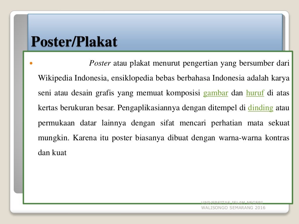 Media Pembelajaran" Poster Sebagai Media Komunikasi Visual " ppt