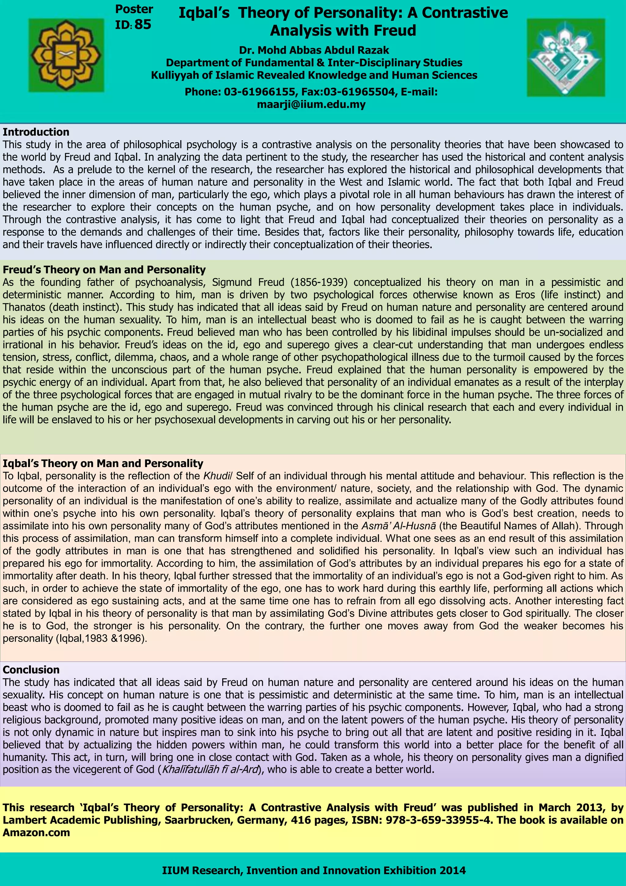 Iqbal's Theory of Personality: A Contrastive Analysis with Freud | PDF
