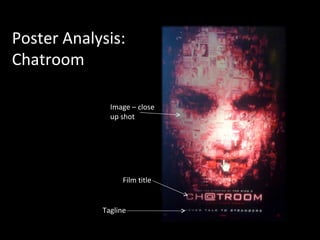 Poster Analysis: Chatroom Film title Tagline Image – close up shot 