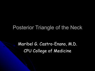 Posterior Triangle of the Neck Maribel G. Castro-Enano, M.D. CPU College of Medicine 