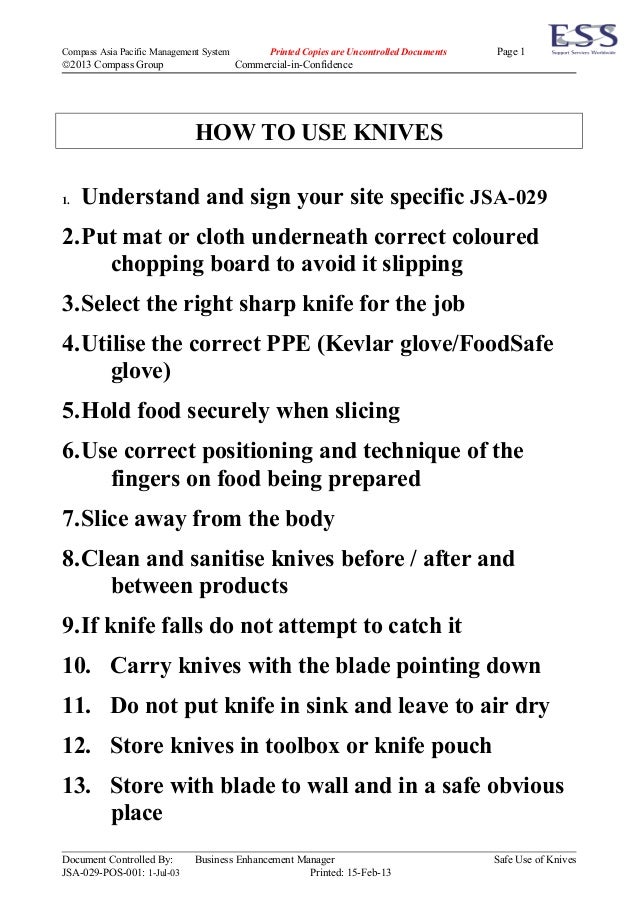 Poster knife handling generic