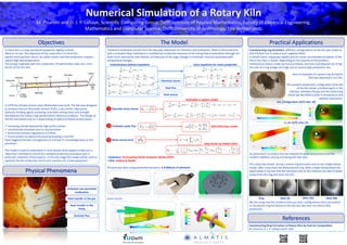 Numerical Simulation of a Rotary Kiln
                            M. Pisaroni and D. J. P. Lahaye, Scientific Computing Group, Delft Institute of Applied Mathematics, Faculty of Electrical Engineering,
                                                     Mathematics and Computer Science, Delft University of Technology, The Netherlands

                             Objectives                                                                                           The Model                                                                               Practical Applications
A rotary kiln is a long cylindrical equipment slightly inclined                      Turbulent combustion results from the two-way interaction of chemistry and turbulence. When a fame interacts        Counteracting ring formation: different configurations of the kiln was tested to
tilted on its axis. The objective of this rotary kiln is to drive the                with a turbulent flow, turbulence is modified by combustion because of the strong flow accelerations through the    find the best one to reduce such negative effect.
specific bed reactions, which, for either kinetic and thermodynamic reasons,         flame front induced by heat release, and because of the large changes in kinematic viscosity associated with        In severe cases, ring grows rapidly and can cause unscheduled shutdown of the
require high bed temperature.                                                        temperature changes.                                                                                                kiln in less than a month. Depending on the severity of the problem,
The energy originates with the combustion of hydrocarbon fuels via a main               Instantaneous balance equations                                        Exact equations for mean properties       maintenance labour, make-up lime purchease, and lime mud disposal can bring
burner at the hot end.                                                                                                                                                                                   the cost of a ring outage very high due to several days production loss.

                                                                                                                                                                                                     1                                        Here an example of a severe ring formation
                                                                                                                                                                                                                                                          that was observed in our kiln.
                                                                                                                                  Chemical source                                     3           2
                                                                                                                                                                                                                                        The standard production configuration (A/G=10)
                                                                                                                                      Heat flux                                                                                                   of the kiln shows a limited region in the
                                                                                                                                                                                                                                           interface between the gas and the solid lining
                                                                                                                                    Heat source                                                                                          where we identified a peak in temperature and
                                                                                                                                                       Realizable k-epsilon model                                                                                    radiative absorption.
                                                                                                                                                                                                                                 Std_Configuration (A/G ratio 10)
In 1979 the Almatis cement plant (Rotterdam) was built. The kiln was designed
to produce Calcium Aluminate Cement (CAC), a very white, high purity                 1   Reynolds stress tensor
hydraulic bonding agents providing controlled setting times and strength
development for today’s high performance refractory products. The design of
the kiln was based only on a downscaling of typical Portland cement plants.
                                                                                                                                                                                                                                       H_Air (A/G ratio 12)
 Increasing market demand for high purity cement                                    2   Turbulent scalar flux                                                              Eddy diffusivity model
 Unscheduled shutdown due to ring formation
 Restrictive emission regulations (i.e NOx)
 Future project to expand the plant by building a new kiln
have triggered Almatis' management to increase it's knowledge base on kiln           3   Mean source term
processes.                                                                                                                                                             Eddy Break-Up Model (EBU)

The model is used to understand in more details what happen inside such a
‘black-box’ and help to control the standard production procedure but in                                                                                                                                 As presented it is evident that we reduced the peak temperature and the
particular underline critical aspects. In the next stage the model will be used to   + Radiation: Participating Media Radiation Model (DOF)                                                              incident radiation only by increasing the A/G ratio.
optimize the kiln production and to test solutions for a new equipment.              + NOx: Zeldovich Model
                                                                                                                                                                                                         This setup was tested during a severe ring formation and as the images below
                                                                                     The grid was done using polyhedral elements: 2.8 Millions of elements                                               shows, after a few hours we destroyed the ring. With a lower temperature the
                  Physical Phenomena                                                                                                                                                                     liquid phase is too low that the vibrations due to the rotations are able to break
                                                                                                                                                                                                         lumps from the ring and clean the kiln.
ggg
                                                                                                                                                                                                                                     Conclusions
                                                       Turbulent non-premixed
                                                             combustion

                                                        Heat transfer in the gas     Some results:                                                                                                              Ring               After 4h             After 24h           After 40h
                                                                                                                                                                                                         We are using now this model to find out other configurations that can prevent
                                                          Heat transfer in the                                                                                                                           or counteract ring formations in the kiln but also that can reduce NOx
                                                                 lining                                                                                                                                  production.

                                                             Granular flux
                                                                                                                                                                                                                                      References
                                                                                                                                                                                                         Counteracting Ring Formation in Rotary Kilns by Fuel-Air Composition,
                                                                                                                                                                                                         M. Pisaroni, D. J. P. Lahaye and R. Sadi.
 