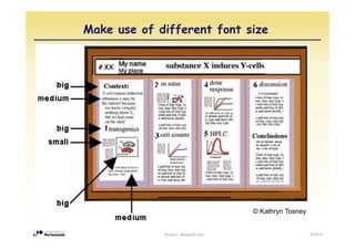Make use of different font size




                                      © Kathryn Tosney


             Posters - Research Day                      2010/11
 