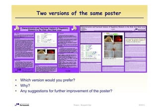 Two versions of the same poster




•   Which version would you prefer?
                         y p
•   Why?
•   Any suggestions for further improvement of the poster?


                                   Posters - Research Day    2010/11
 