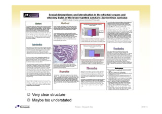 ☺ Very clear structure
  Maybe too understated
                          Posters - Research Day   2010/11
 