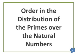 Order in the
Distribution of
the Primes over
the Natural
Numbers

 