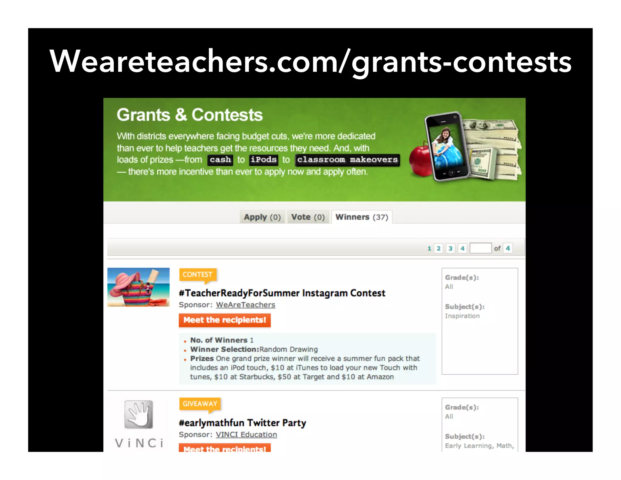 Weareteachers.com/grants-contests
 