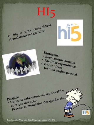 Perigos na internetDiversão - jogos onlineSão chamados Jogos online aos jogos electrónicos jogados na Internet. Neles, um jogador com um computador conectado à rede pode jogar com outros jogadores sem que ambos precisem de estar no mesmo ambiente. Sem sair de casa, o jogador pode desafiar adversários que estejam noutros lugares do país, ou até do mundo. Inês J. nº8 Márcia O. nº18 Tatiana M. nº23 