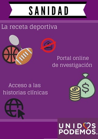 La receta deportiva
Portal online
de nvestigación
Acceso a las
historias clínicas
 