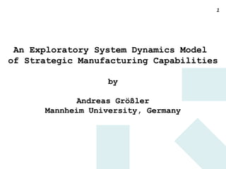 1
An Exploratory System Dynamics Model
of Strategic Manufacturing Capabilities
by
Andreas Größler
Mannheim University, Germany
 