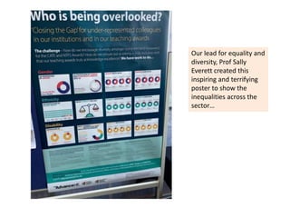 Our lead for equality and
diversity, Prof Sally
Everett created this
inspiring and terrifying
poster to show the
inequalities across the
sector…