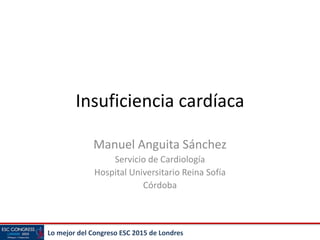 Lo mejor del Congreso ESC 2015 de Londres
Insuficiencia cardíaca
Manuel Anguita Sánchez
Servicio de Cardiología
Hospital Universitario Reina Sofía
Córdoba
 
