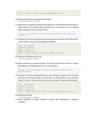 Postmap Postfix y Dovecot con usuarios virtuales mysql en Debian Wheezy | PDF