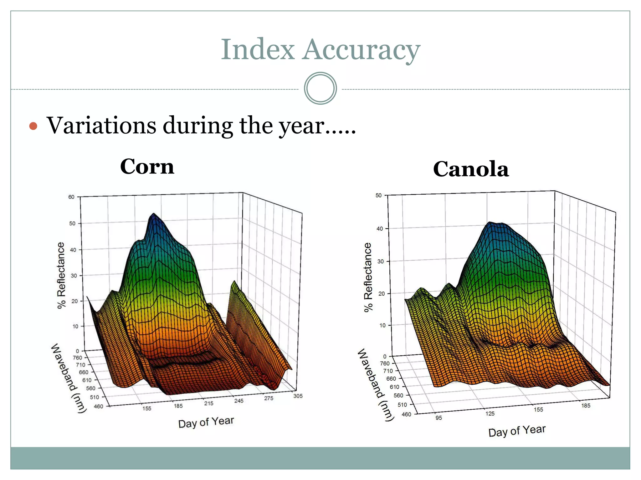 Index Accuracy
 Variations during the year…..
CanolaCorn
 