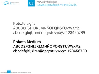 Roboto Light
ABCDEFGHIJKLMNÑOPQRSTUVWXYZ
abcdefghijklmnñopqrstuvwxyz 123456789
Roboto Medium
ABCDEFGHIJKLMNÑOPQRSTUVWXYZ
abcdefghijklmnñopqrstuvwxyz 123456789
 