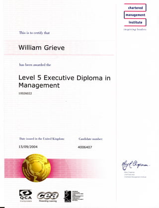 William Leslie Grieve Post graduate diploma
