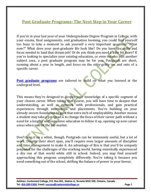 Post graduate programs the next step in your career