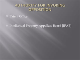Patent Office Intellectual Property Appellate Board [IPAB] 