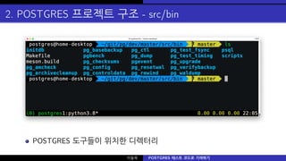 2. POSTGRES 프로젝트 구조 - src/bin
POSTGRES 도구들이 위치한 디렉터리
이동욱 POSTGRES 테스트 코드로 기여하기
 