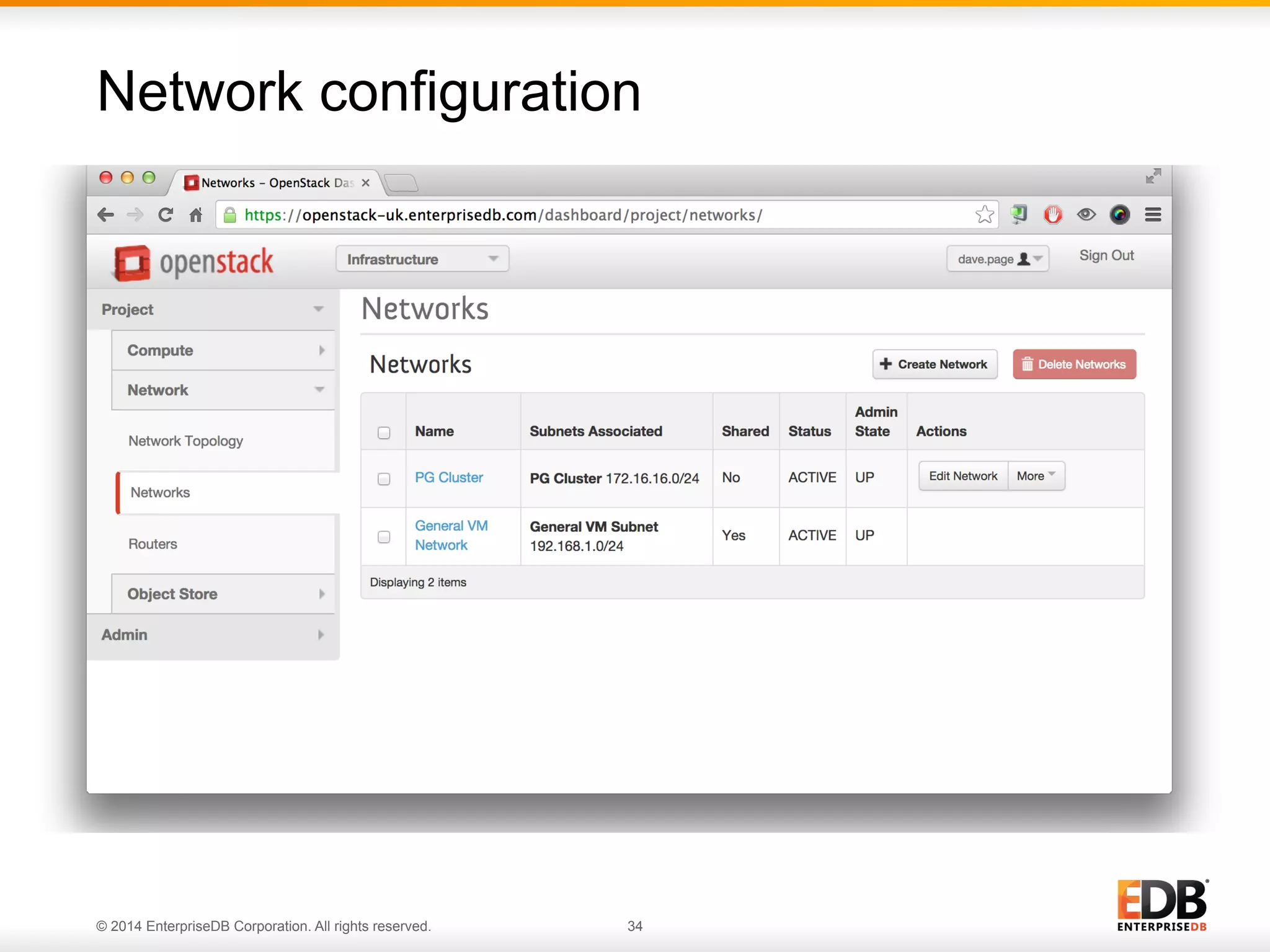 Network configuration 
© 2014 EnterpriseDB Corporation. All rights reserved. 34 
 