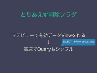 Ȥꤢե饰
ޥƥӥ`Єǩ`View

٤Query⥷ץ
SELECT * FROM active_blog
 