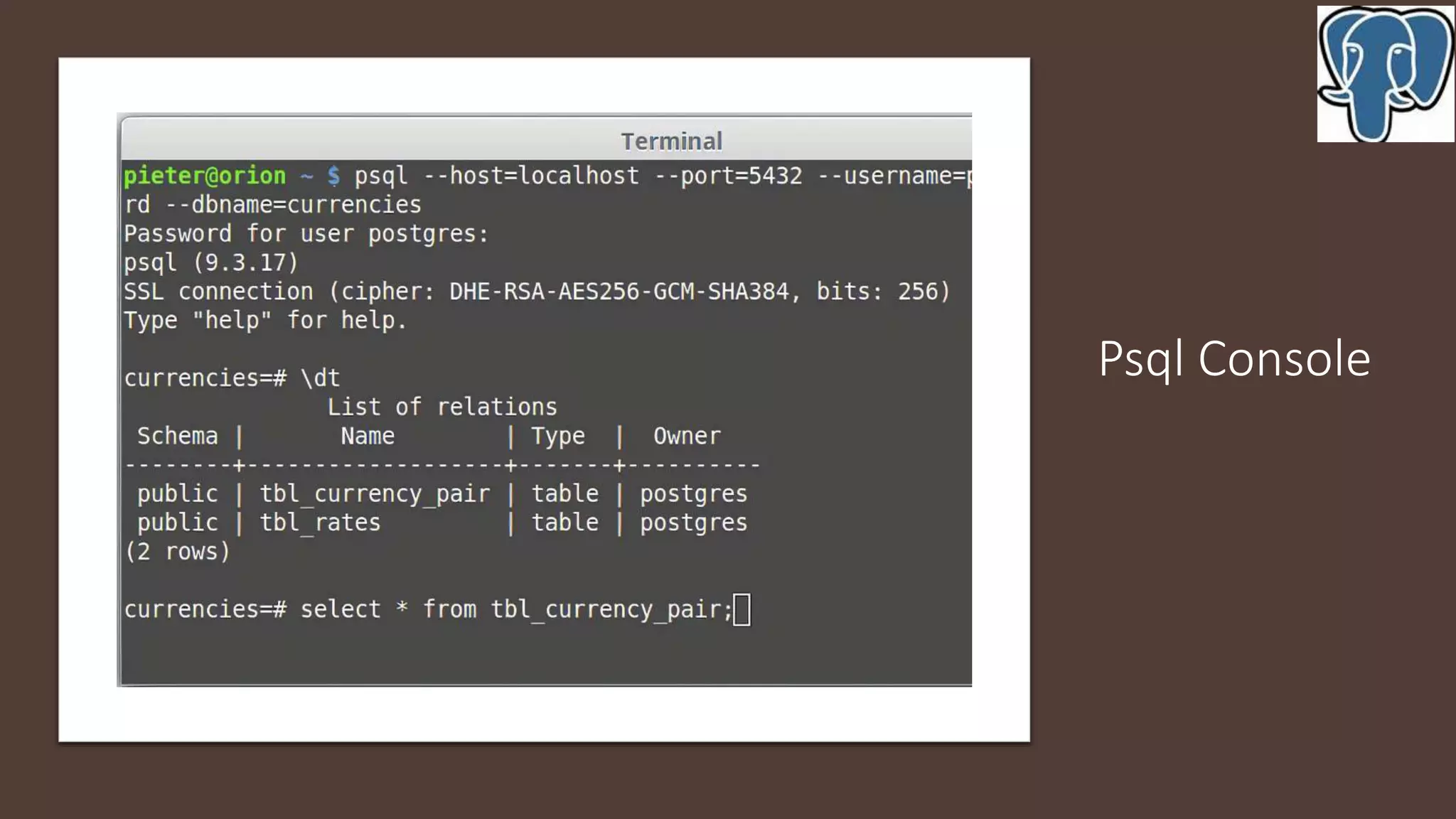 Psql Console
 
