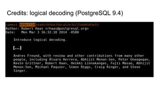 Credits: logical decoding (PostgreSQL 9.4)
 