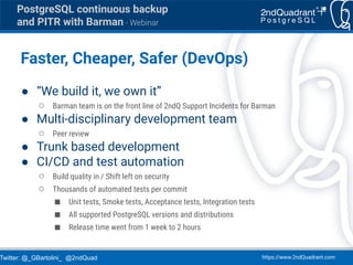 Webinar: PostgreSQL continuous backup and PITR with Barman | PDF