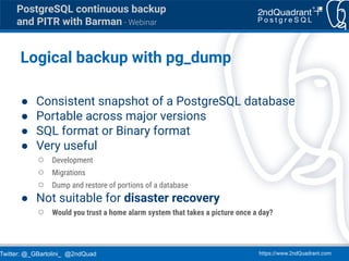 Webinar: PostgreSQL continuous backup and PITR with Barman | PDF
