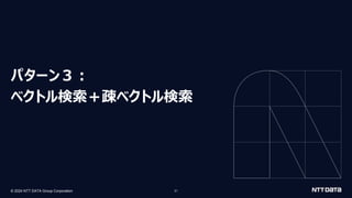 © 2024 NTT DATA Group Corporation 21
パターン３：
ベクトル検索＋疎ベクトル検索
 