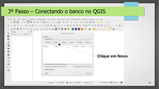 13
3º Passo – Conectando o banco no QGIS
Clique em Novo
 