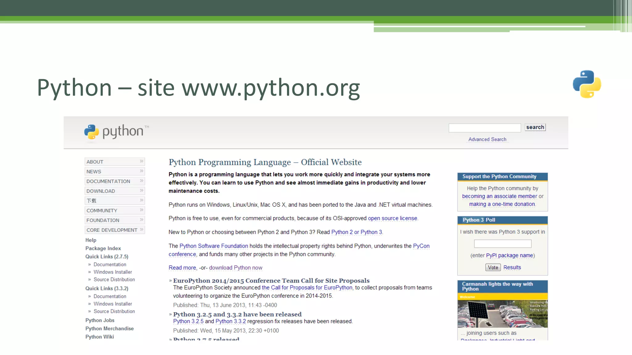 Python – site www.python.org 