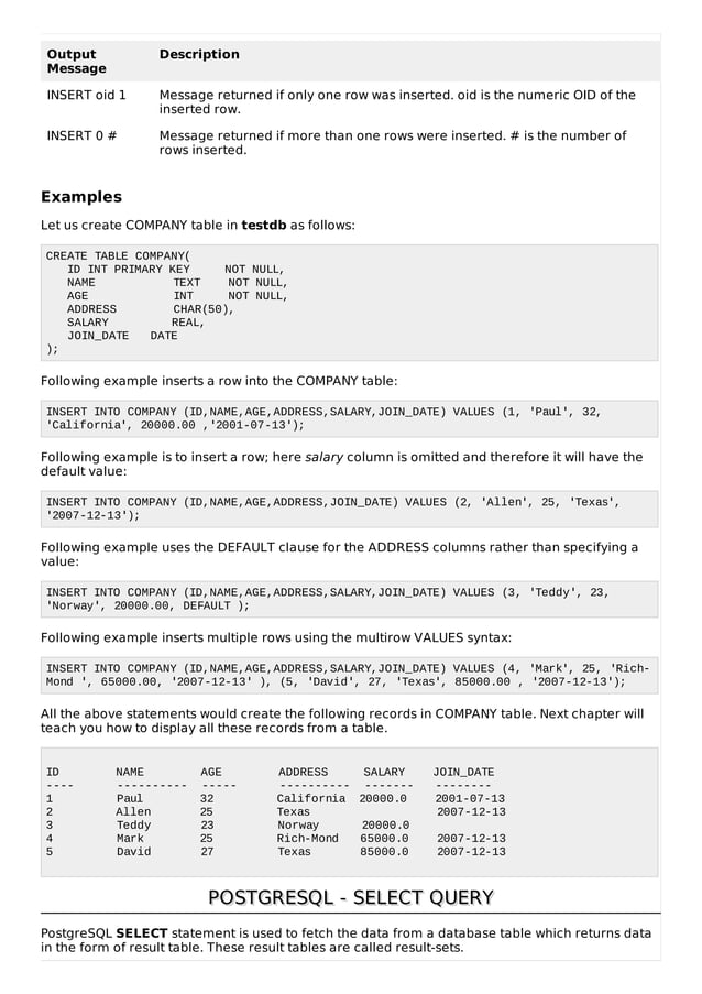 Postgresql quick guide | PDF