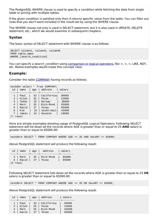 Postgresql quick guide | PDF