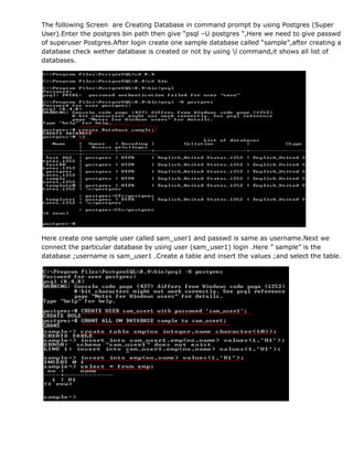 lab 1 - creating superuser in postgresql using sql... Postgre sql run book | DOCX