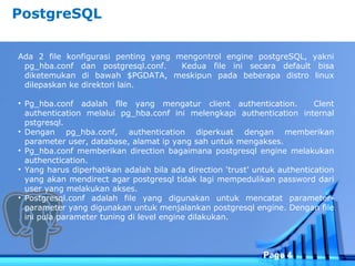 PostgreSQL Karakteristik dan Pengamanannya | PPT