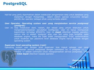 PostgreSQL Karakteristik dan Pengamanannya | PPT