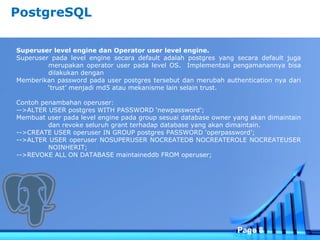 PostgreSQL Karakteristik dan Pengamanannya | PPT